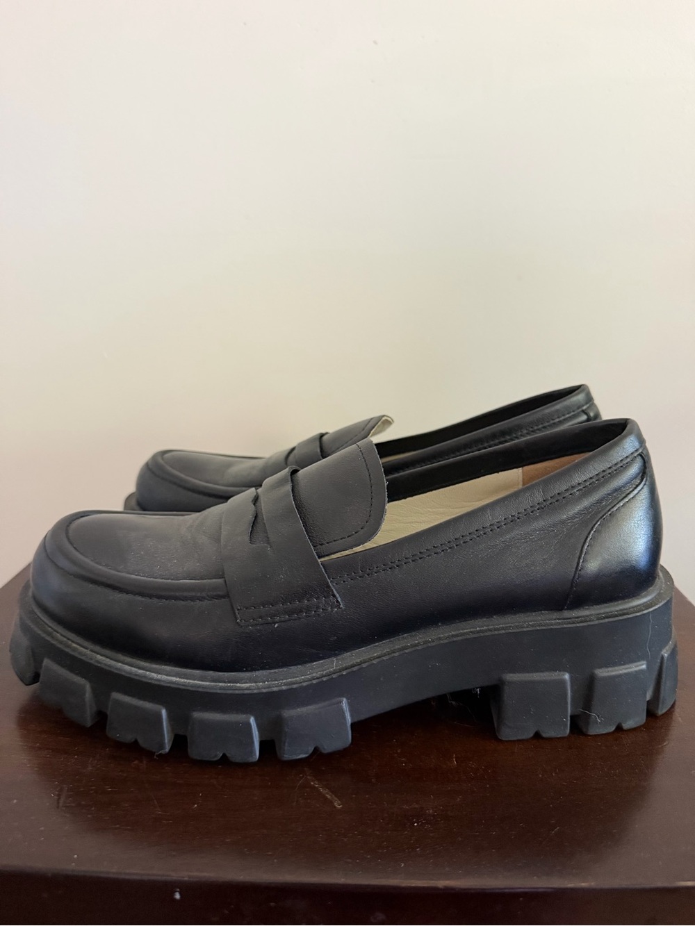 Black Leather Slip-On Penny Loafers - Picture 6 of 7